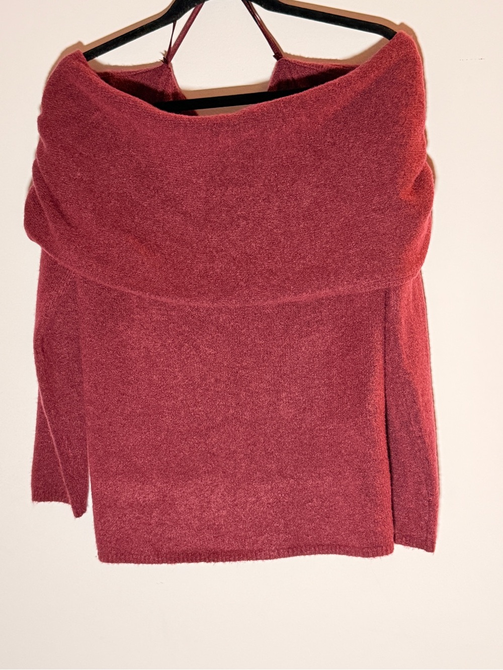 Abercrombie & Fitch Off-the-Shoulder Sweater in Wine Red